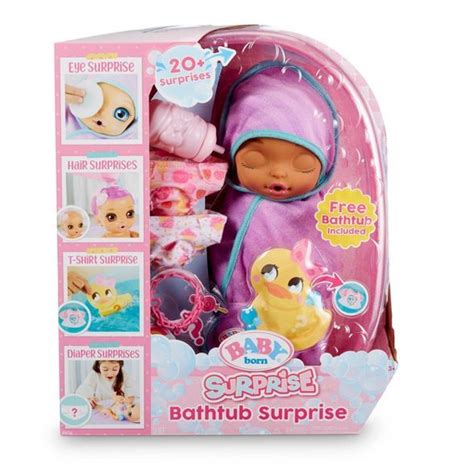 Feed her for a diaper surprise. Baby Born Surprise Bathtub Surprise Purple Swaddle with ...