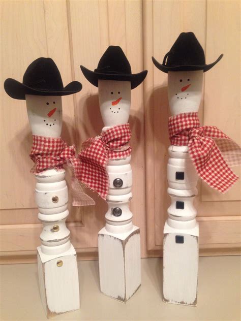 Spindle Snowmen Cowboys Christmas Crafts To Make And Sell Wooden