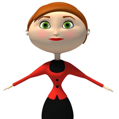 3d Office Cartoon Woman Redhead Cgtrader