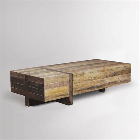 Chinese elm wood coffee table with 2 drawers. Emmerson® Reclaimed Wood Coffee Table - Stone Gray | west elm