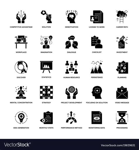 Glyph Icons Project Management Royalty Free Vector Image