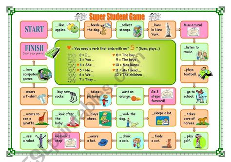 Present Simple Boardgame English Esl Worksheets For Distance Learning