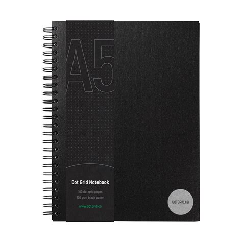 A5 Dot Grid Notebook With Dotted Black Pages Dotgrid