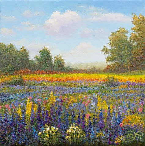 Flowering meadow Oil painting by Dmitrij Tikhov | Artfinder