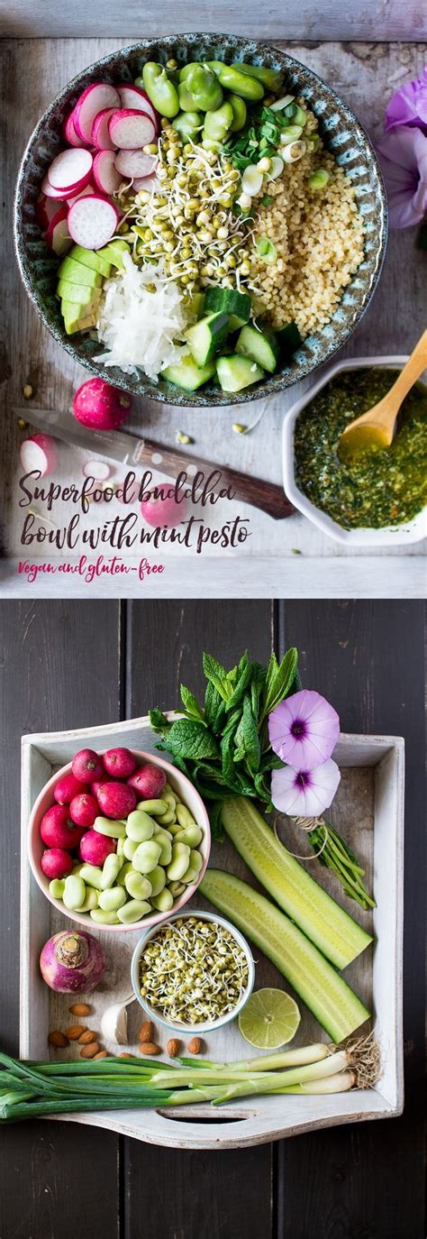 Superfood Bowl With Mint Pesto Lazy Cat Kitchen Recipe Superfood
