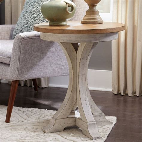 Farmhouse Reimagined Round Chairside Table Occasional Tables Living