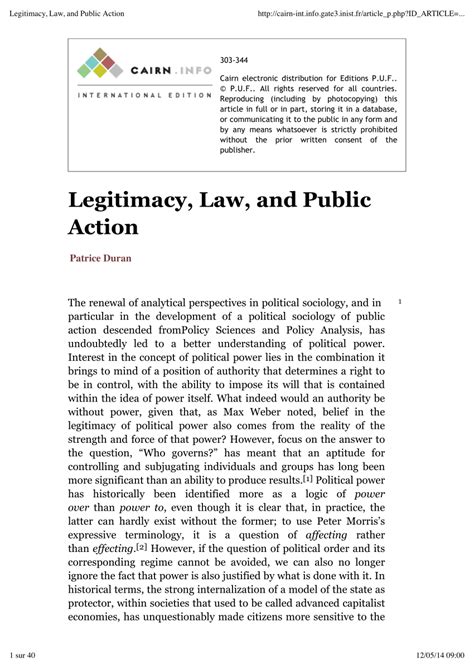 Pdf Legitimacy Law And Public Action