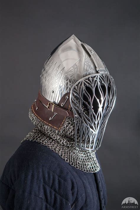 Bascinet With Visor And Bargrill Medieval Helmets Armor Concept Helmet