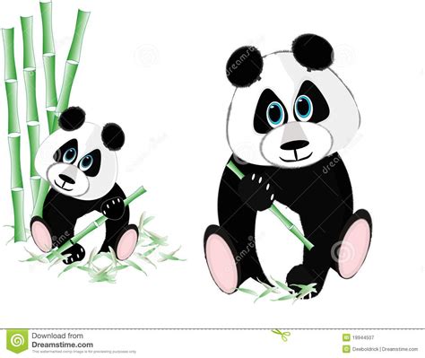 Two Pandas Eating Bamboo Royalty Free Stock Photography