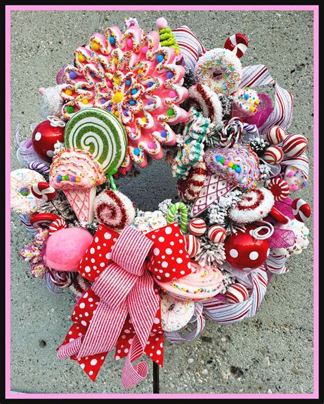 Christmas Candy Wreath For Front Door Xl Christmas Wreath Candy