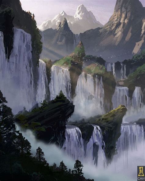 Mountain Waterfalls By Concept Art House On Deviantart Fantasy