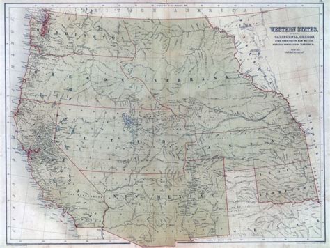 1856 Map Of The Western States Of The Usa By John Bartholomew Map