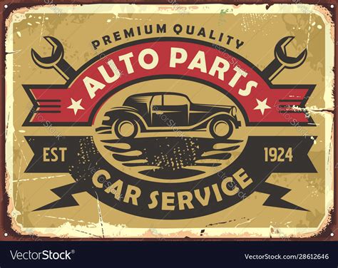 Auto Parts And Car Service Old Vintage Sign Vector Image