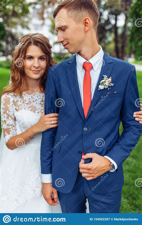 Beautiful Young Wedding Couple In Nature Couple In Love Stock Image
