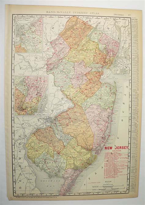Unique baby gifts made from baby items! Antique Map of New Jersey State 1908 Rand McNally New ...