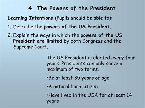 Ppt 4 The Powers Of The President Powerpoint Presentation Free