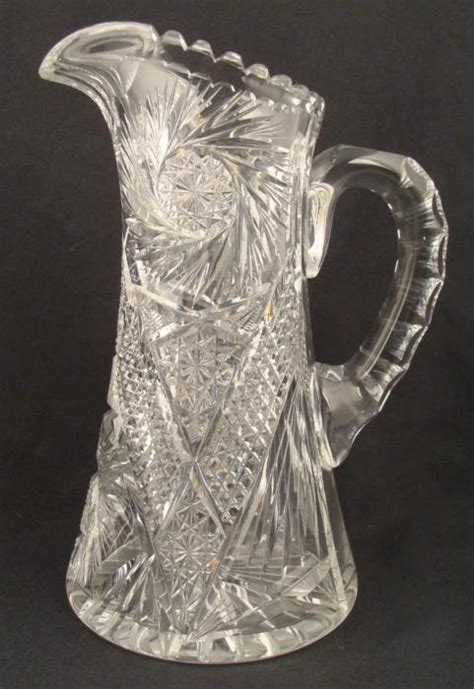 Vintage European Etched Glass Crystal Water Pitcher