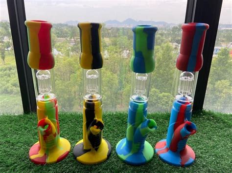 2020 14 Inches Silicone Water Bongs Perc Removable Straight 8 Arms Percolator Smoking Water Bong