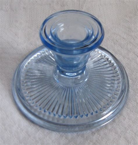 Vintage Blue Depression Glass Candle Holder 1930s By Vintagous