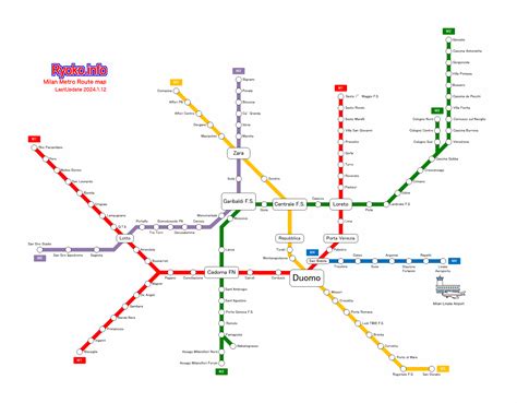 Milan Metro Route Map