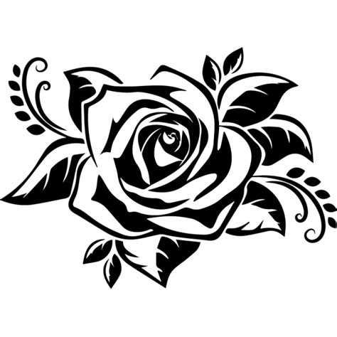 Stencil Drawing Silhouette Rose Silhouette Png Download 600600