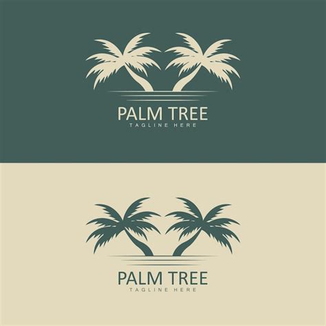 Premium Vector Coconut Tree Logo Palm Tree Sunset Beach Vector