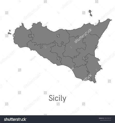 Vector Illustration Administrative Map Sicily Borders Stok Vektör