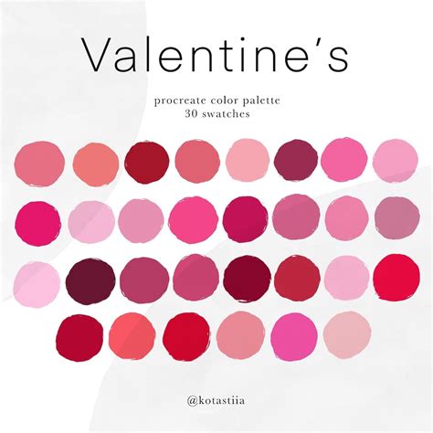Valentines Color Palette Handpicked Color Swatches For Procreate