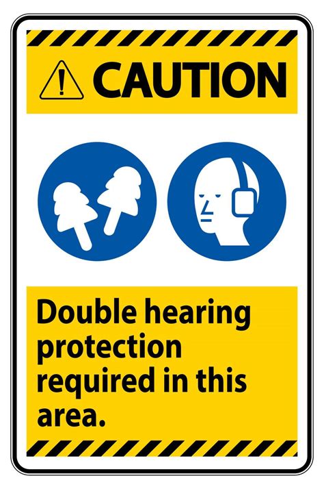 Caution Sign Double Hearing Protection Required In This Area With Ear
