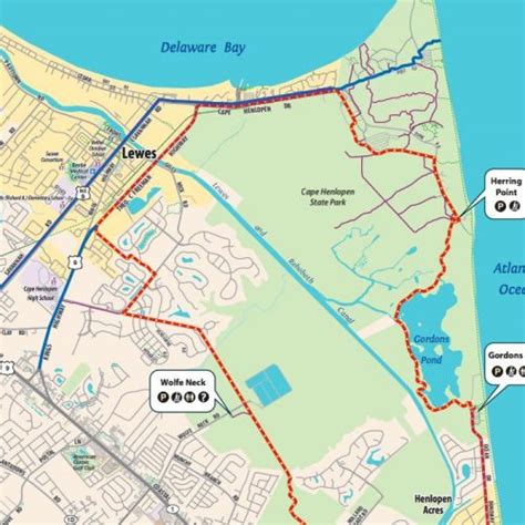 Lewes And Rehoboth Bike Trail Maps Junction And Breakwater Map Delawonder