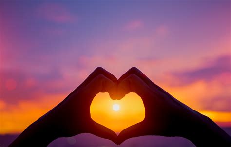 Wallpaper Love Sunset Heart Hands Love Heart Sunset Romantic