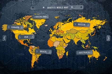 Grunge World Map Vector Custom Designed Illustrations Creative Market
