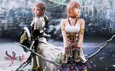 2girls Armor Blue Eyes City Final Fantasy Final Fantasy Xiii Lightning