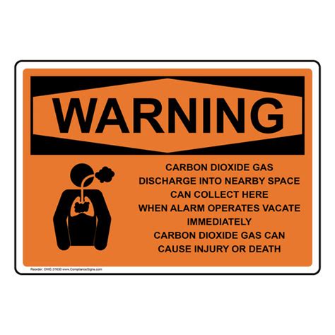 Warning Sign Carbon Dioxide Gas Discharge Osha
