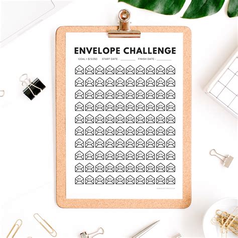 Printable 100 Envelope Savings Challenge Tracker Save 5050 Etsy