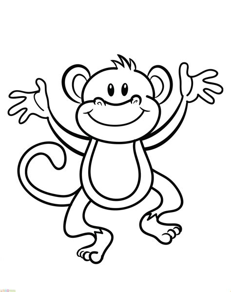 Sketsa Gambar Monyet Kartun Hitam Putih Animals Icons Cute Cartoon Riset