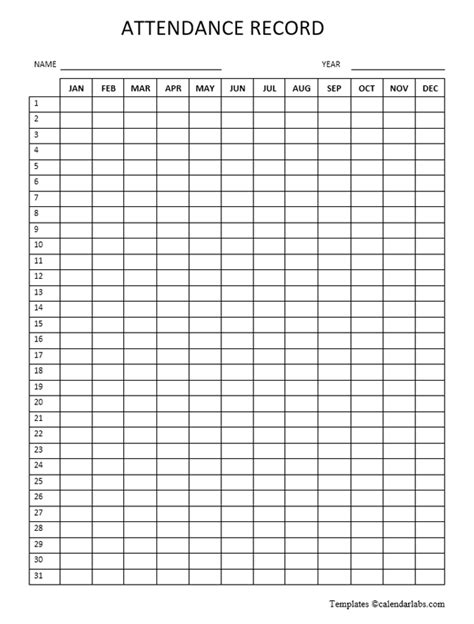 Printable Attendance Sheet For Employees Free Printable Templates
