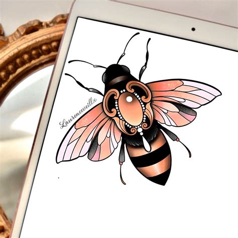 Bee Gold Pink Neotraditional Tattoo Design Ideas Traditional Tattoo