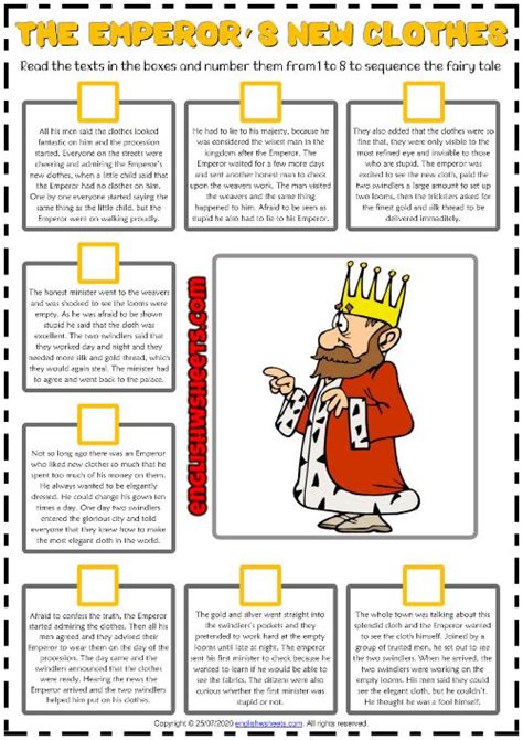 The Emperors New Clothes Esl Sequencing The Story Worksheet Emperors
