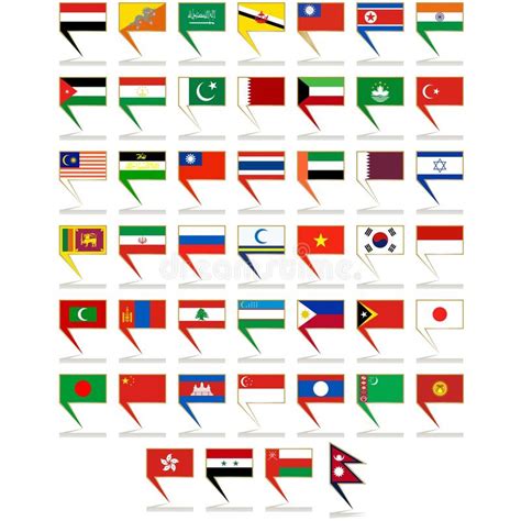 Banderas Del Continente De Asia Con Nombres Ilustracion Del Vector Images