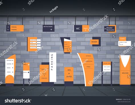 Set Signboards Business Direction Wall Mount Stock Vector Royalty Free