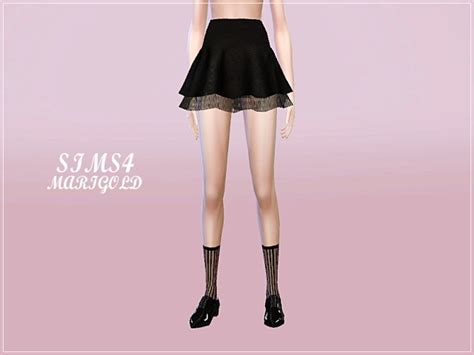 Double Flared Mini Skirts Sims 4 Female Clothes