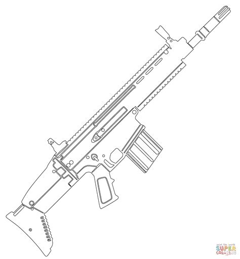 Fn Scar Assault Rifle Coloring Page Free Printable Coloring Pages