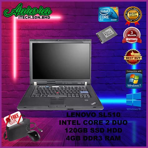 Lenovo Thinkpad Sl510 154 Laptop Intel Core 2 Duo 120gb Ssd 4 Gb