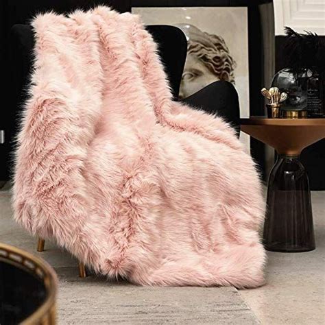 Pink Faux Fur Throw Blanket Luxury Modern Blush Home Throw