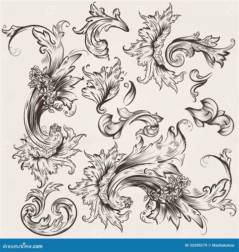Collection Of Vector Vintage Swirls For Design Royalty Free Stock
