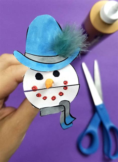 Snowman Puppets with Clothespin - free template! | Fun winter crafts