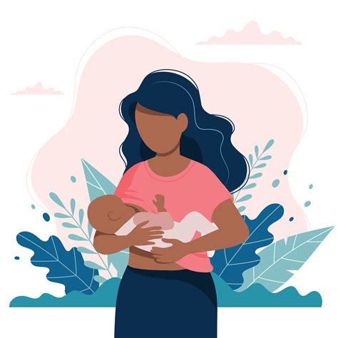 Woman breastfeeding a baby with nature and leaves background 677621 Vector Art at Vecteezy