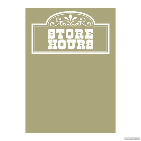 Store Hours Sign Template Printable