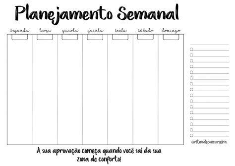 Tabela De Planejamento Semanal Para Imprimir Modelos Tabela De